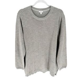 J Jill Sweater Womens XL Gray Silver Metallic Tunic Pullover Holiday Soft Comfy